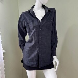 Beverly Hills Polo Club Black Chambray Button-Down Shirt – Men's M / Women's Ove